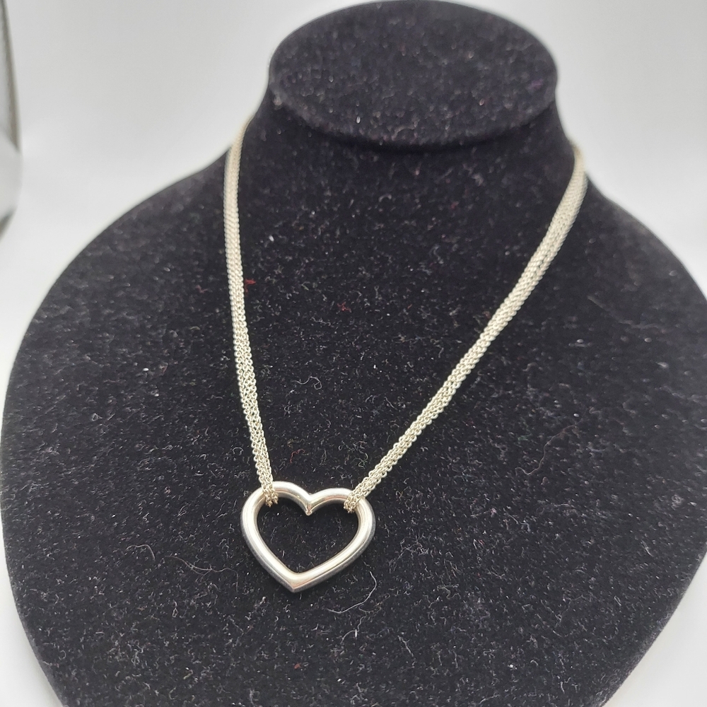 Silver Heart Pendant Necklace with Delicate Chain